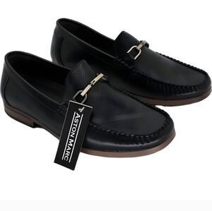 Aston Marc Men's Black Perforated Buckle Loafers Size 10M  New W/O Tags